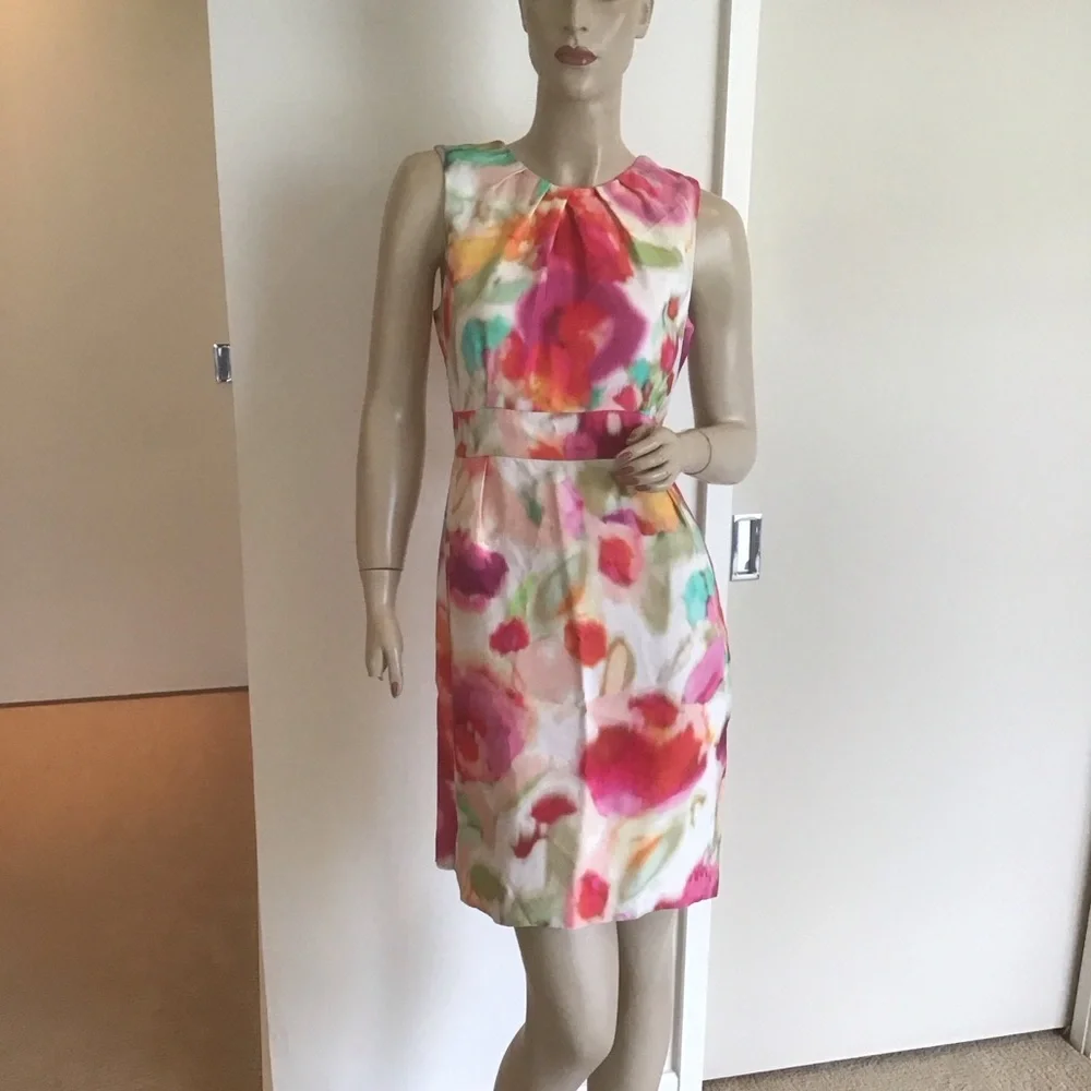 Kate Spade‎ New York Bowden Watercolor Floral Silky Sheath Career Easter Dress 4